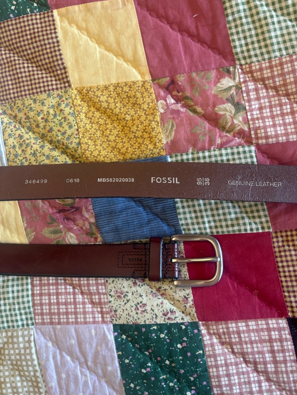 Fossil Men's Brown Genuine Leather Belt with Silver Buckle